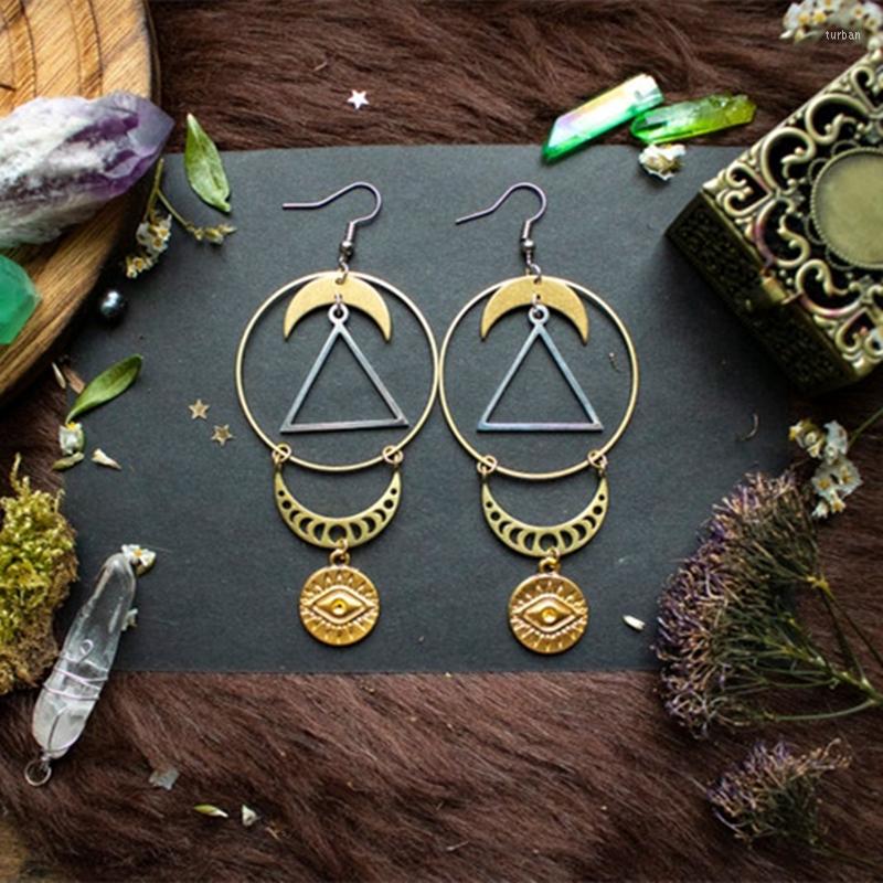 

Dangle Earrings Bohemian Moon Phase Eye Of Horus Long Pendant Vintage Charm Woman Golden Jewelry Party Boho Accessories Gift Wholesale