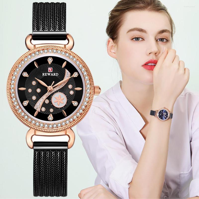 

Wristwatches UTHAI CQ50 TOP Women Quartz Watch Ladies Rose Gold Clocks Milan LUXURY Mesh Belt Rhinestones Wristwatch Brand Waterproof 2023