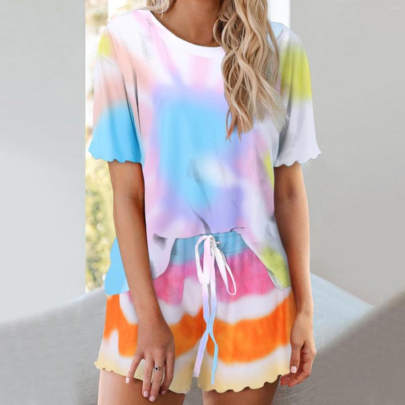 

Women' Sleepwear Women' Sexy 2 Piece Pajama Set Fashion Brushed Tie Dye Round Neck Pullover Ladies Pajamas Home Soft Comfortable Suit, Blue