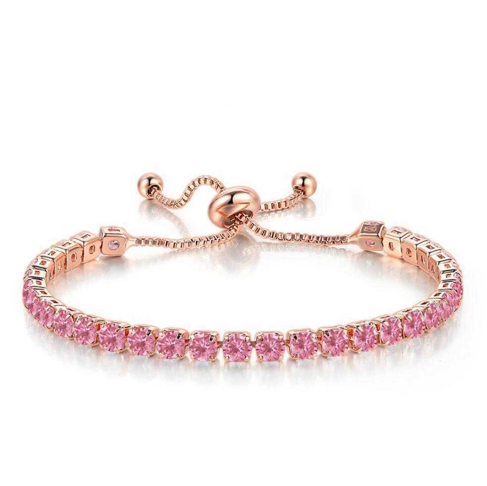 

Round Zircon Single Row Bracelet Full Diamond Adjustable Crystal Female Birthstone Wholesale