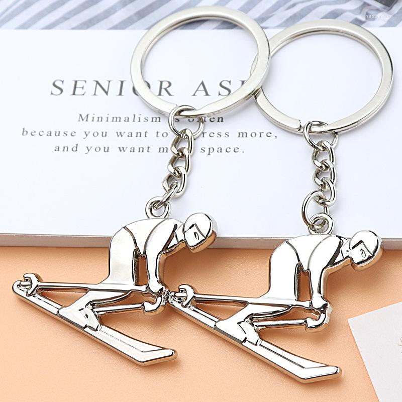 

Keychains 2023 Winter Metal Skiing Ski Keychain Keyring Charms Sport Key Chains Rings Car Bag Gift Wholesale