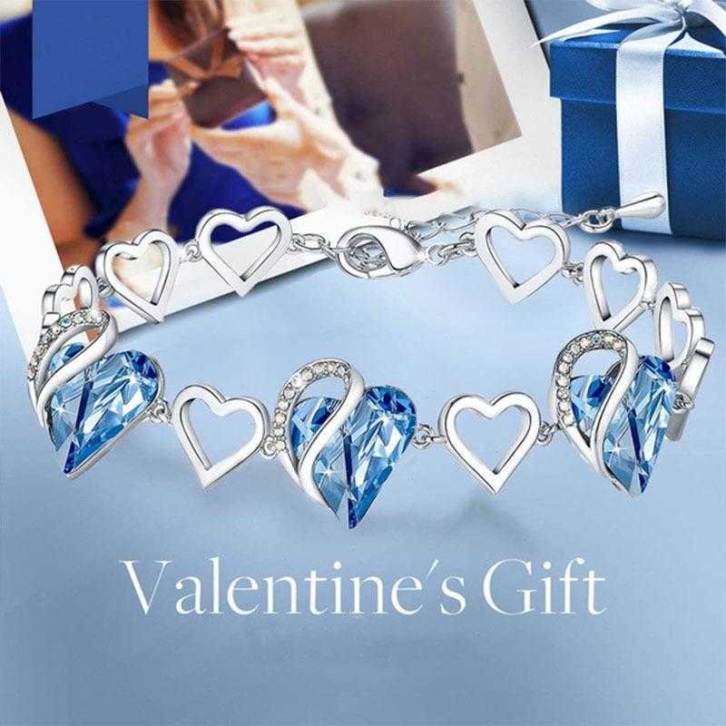 

Longrui Creative Fashion Heart Shaped Diamond Crystal Bracelet Valentines Day Love
