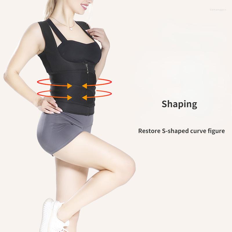

Women' Shapers Body Women Tummy Wrap Waist Trainer Slimming Tank Tops Vest Neoprene Female Corset Fitness Reducing Girdles Shapewear, 2 belt zip black