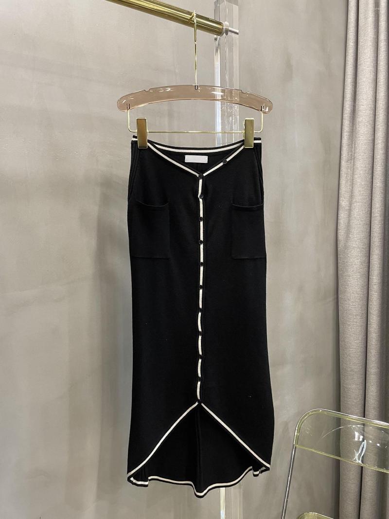 

Skirts A Low-waisted Knitted Mid-length Skirt For Summer Fashion, Black