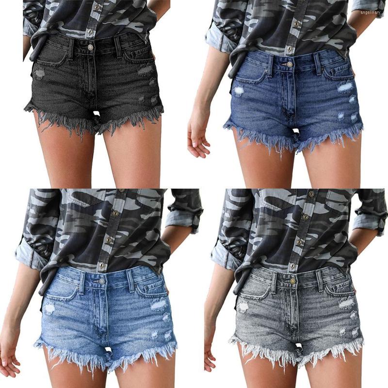 

Women' Shorts 2023 Hole Tassel Elastic Denim Pants Fashion Women, Gray