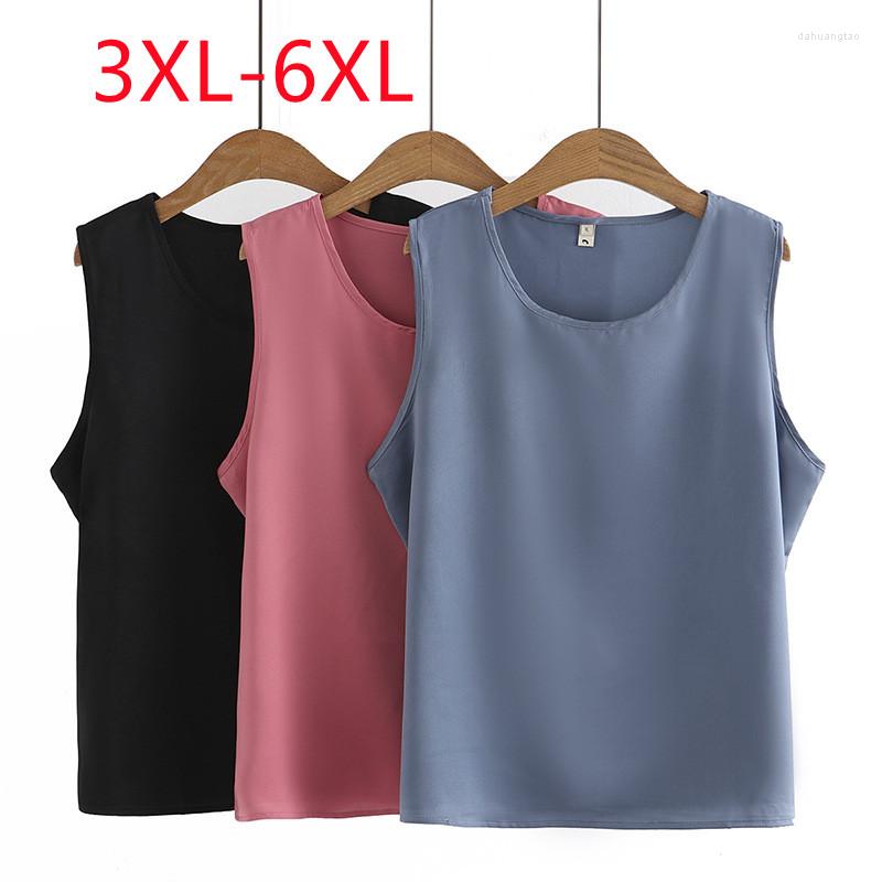 

Women's Tanks 2023 Ladies Summer Plus Size Tops For Women Large Sleeveless O-neck Blue Tank 3XL  5XL 6XL, Black