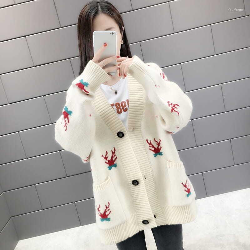 

Women' Knits 2023 Ins Women Korean Fashion Knit Cardigan Female Autumn Winter Flower Embroidery Sweaters Coat Clothing Jersey Mujer, Black