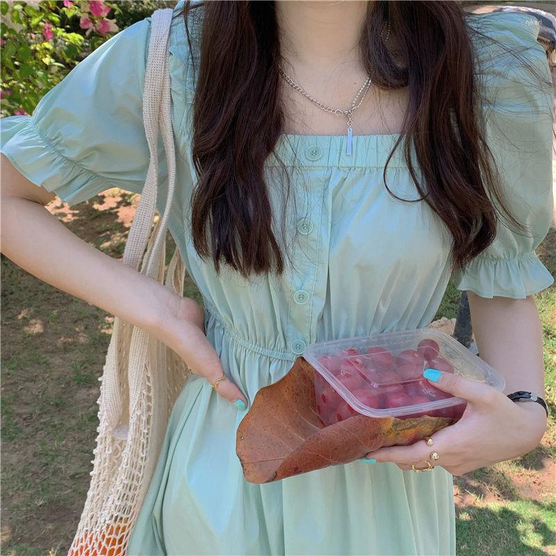 

Casual Dresses Women Summer Clothing High Waist Over Knee Dress Vestido De Mujer Femme Robe, Green