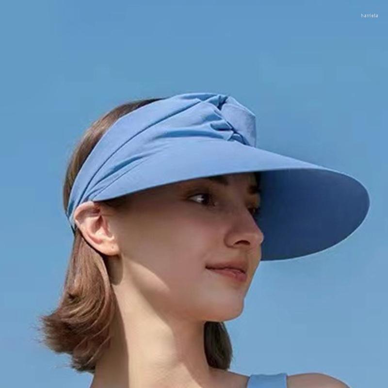

Wide Brim Hats Fashion Solid Color Empty Top Hat Beach Sun Visor Sunshade UV Protection For Outdoor Activities Sports, Khaki