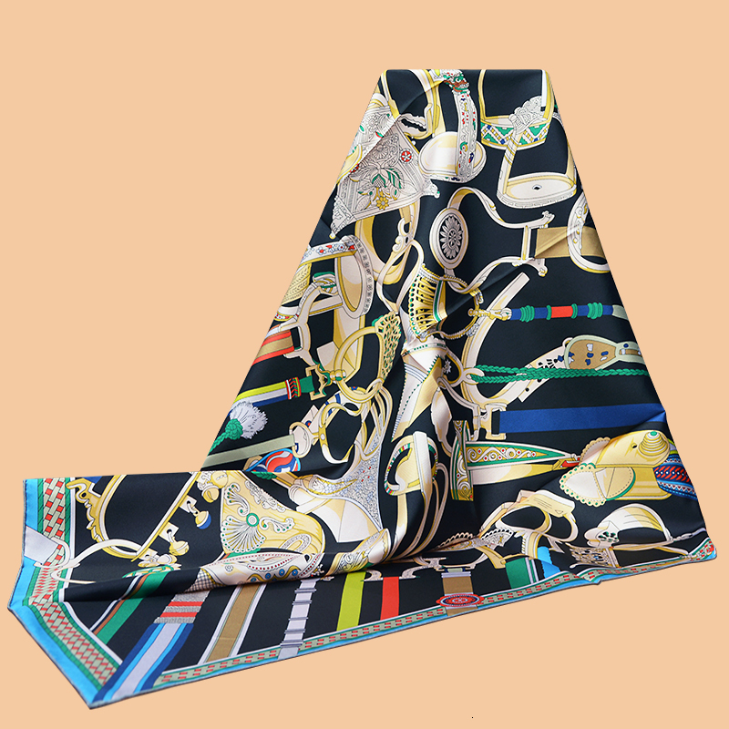 

Sarongs HuaJun 2 Store|| No unisex "Concours d'Etriers wash" 90 silk square scarf Twill inkjet handsewn 230508