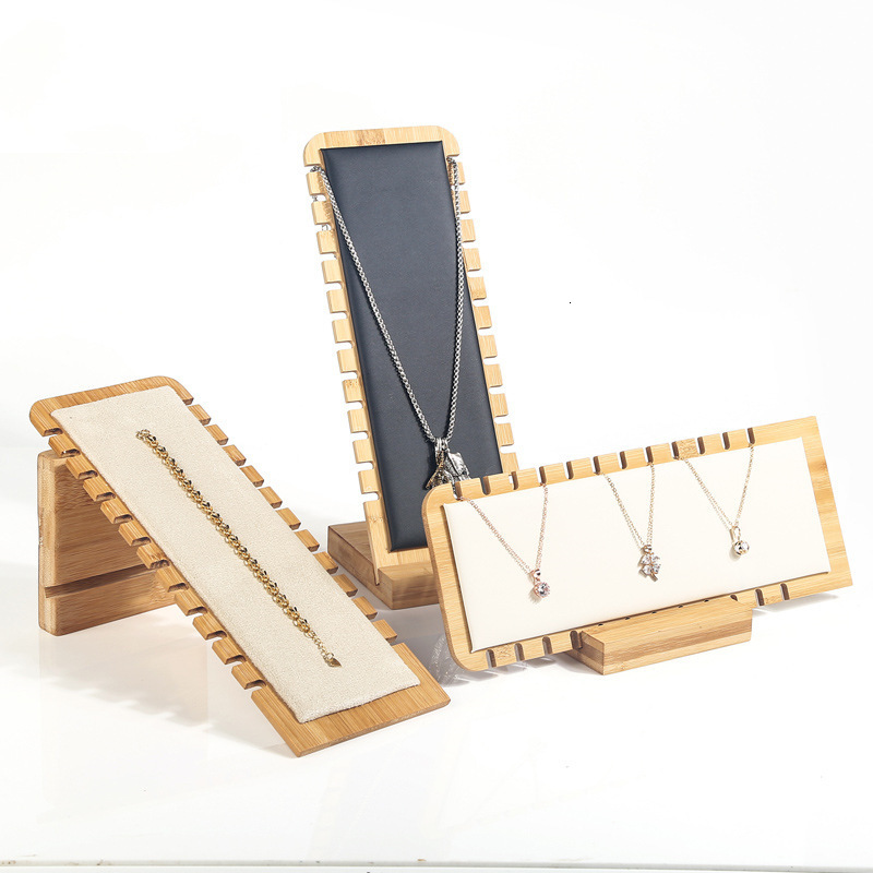 Boîtes à bijoux est Présentoir de bijoux en bambou Présentoir de boucles d'oreilles de collier Support d'affichage de vitrine de chevalet de coll