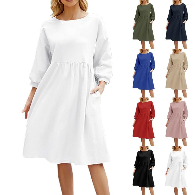 

Casual Dresses In Summer Dress Women 2023 Female Solid Sleeve Loose Cotton Pocket Holiday Beach Cover Up Robe, Pink