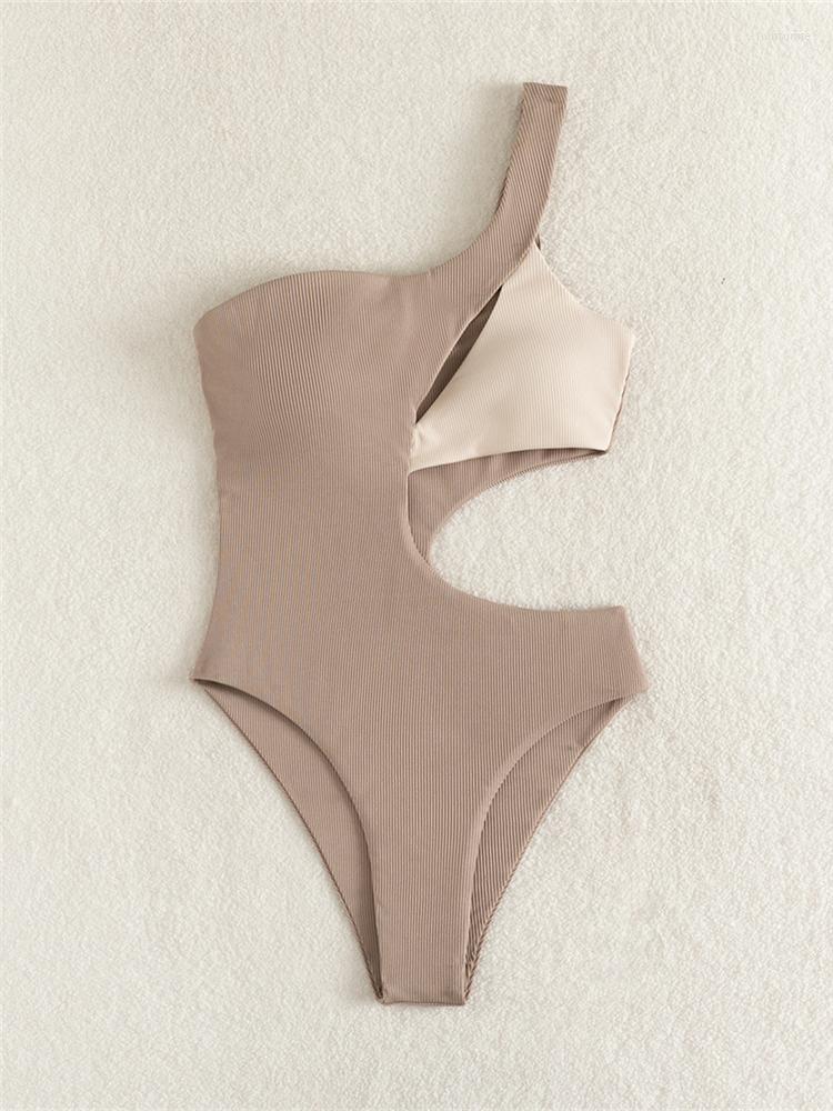 

Women' Swimwear Lorylei Bikini One Piece Swimming Suit Bathing Beachwear Solid Bikinis Sexy Stripes Swim For Women Swimsuit B21, Camel