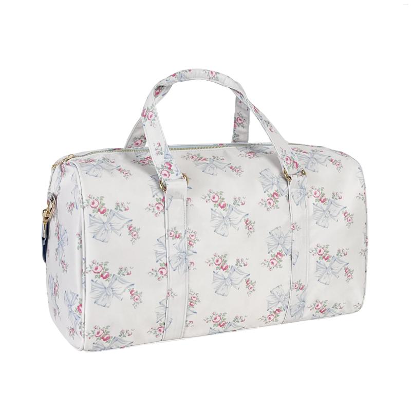 

Duffel Bags Large Travel Duffle Bag For Women Pink Blue Bow Print Overnight Weekend Outdoor Lightweight Sport Gym Handbags, Pink bow-l