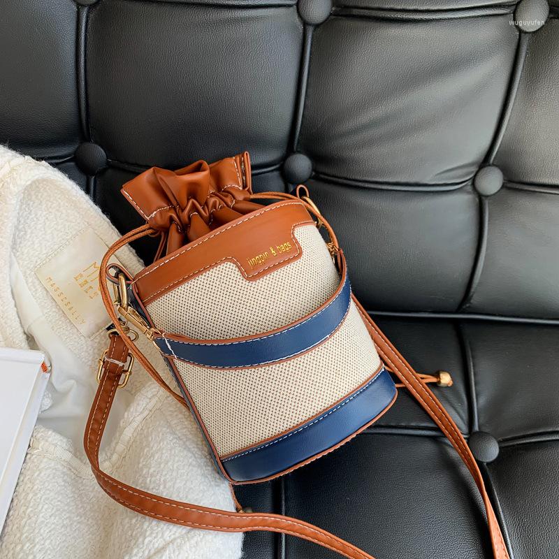 

Evening Bags Cylindrical Shoulder Casual Drawstring Faux Leather Crossbody Bag For Shopping Or Travel Women, Blue