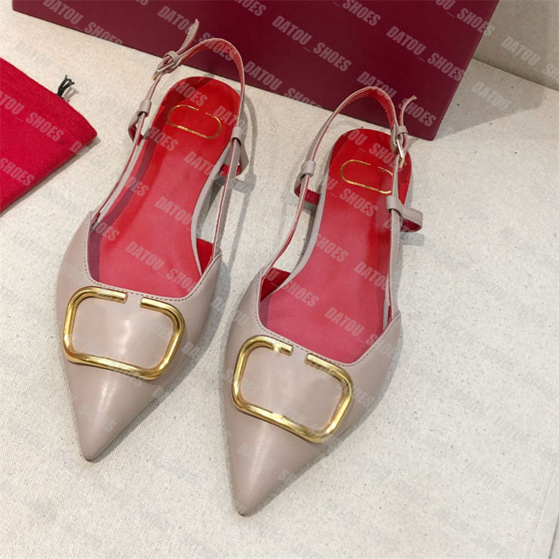 

Designer Flat Sandals Ladies Fashion Luxury Spike Low Heel Dress Sandals Designers Slippers Women Slides Leather V Buckle Shoes Heels 33-41, Black1