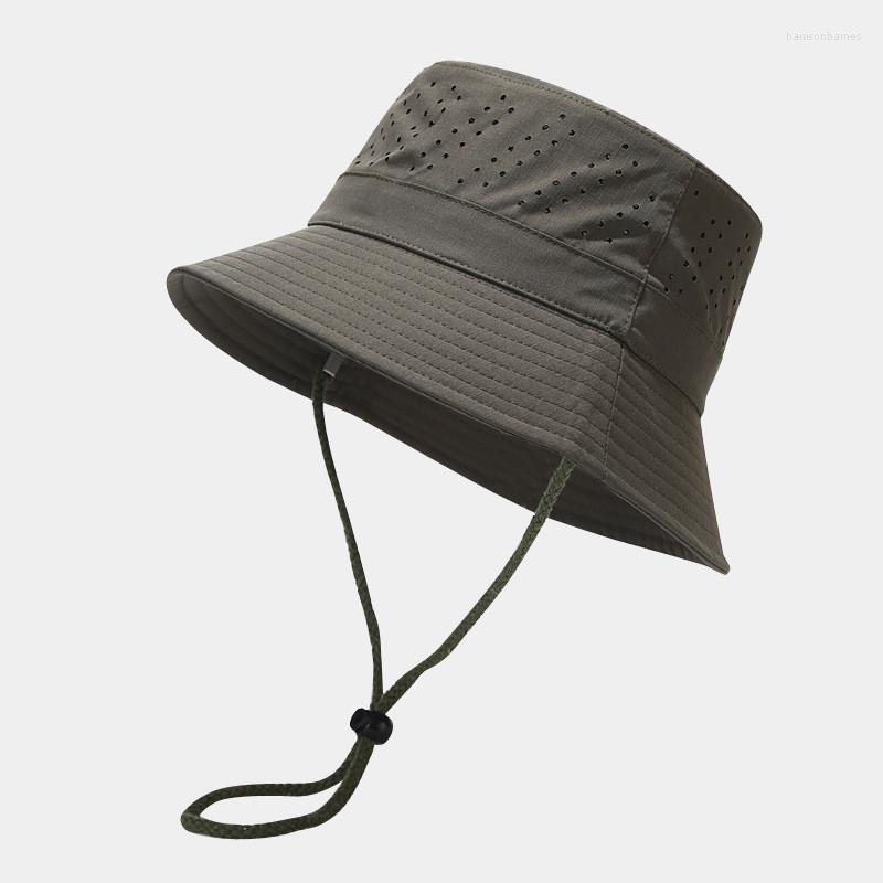 

Berets Summer Acrylic Solid Bucket Hat Breathable Outdoor Fisherman Travel Sun Cap For Men And Women 23, White