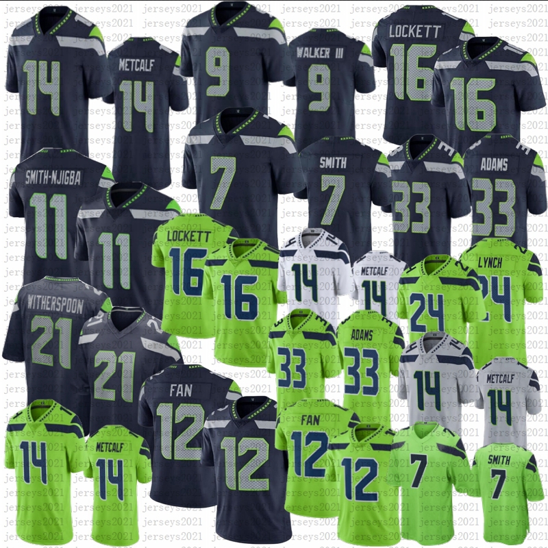 

DK Metcalf Football Jaxon Smith-Njigba Devon Witherspoon Kenneth Walker III Geno Smith Jamal Adams Tyler Lockett stitched jersey, Men