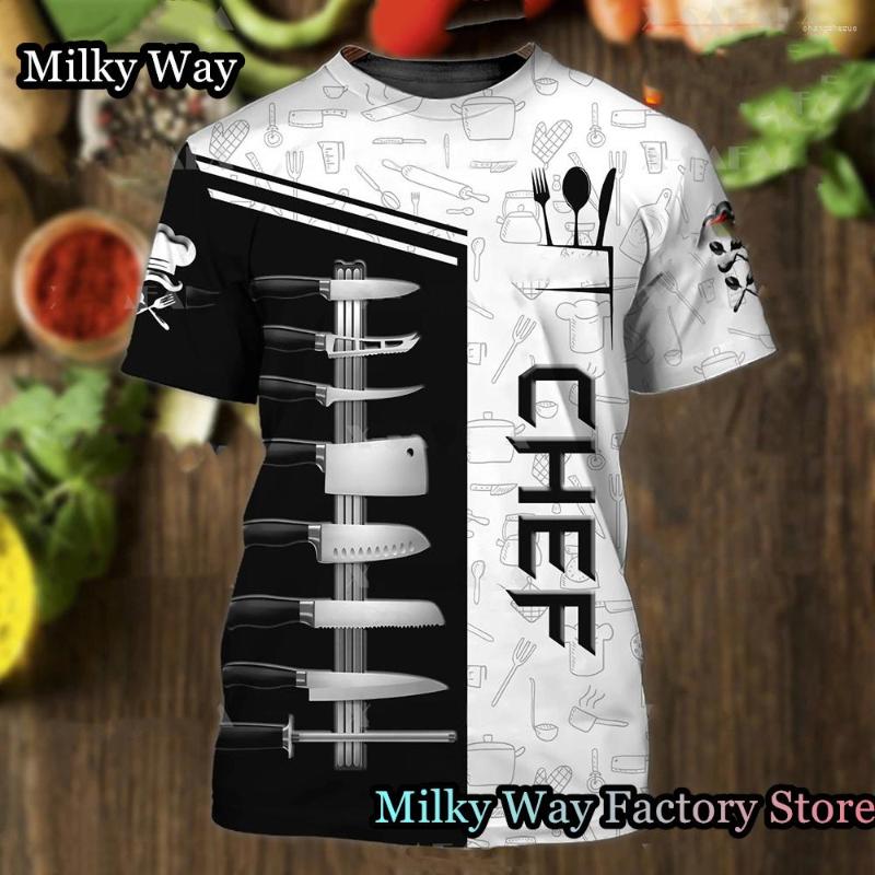 

Men's T Shirts Summer Men Cool Chef Print T-Shirt Short Sleeve Harajuku Style Clothing Vintage Tops Tees Fashion Kitchenware Pattern, M5-chef