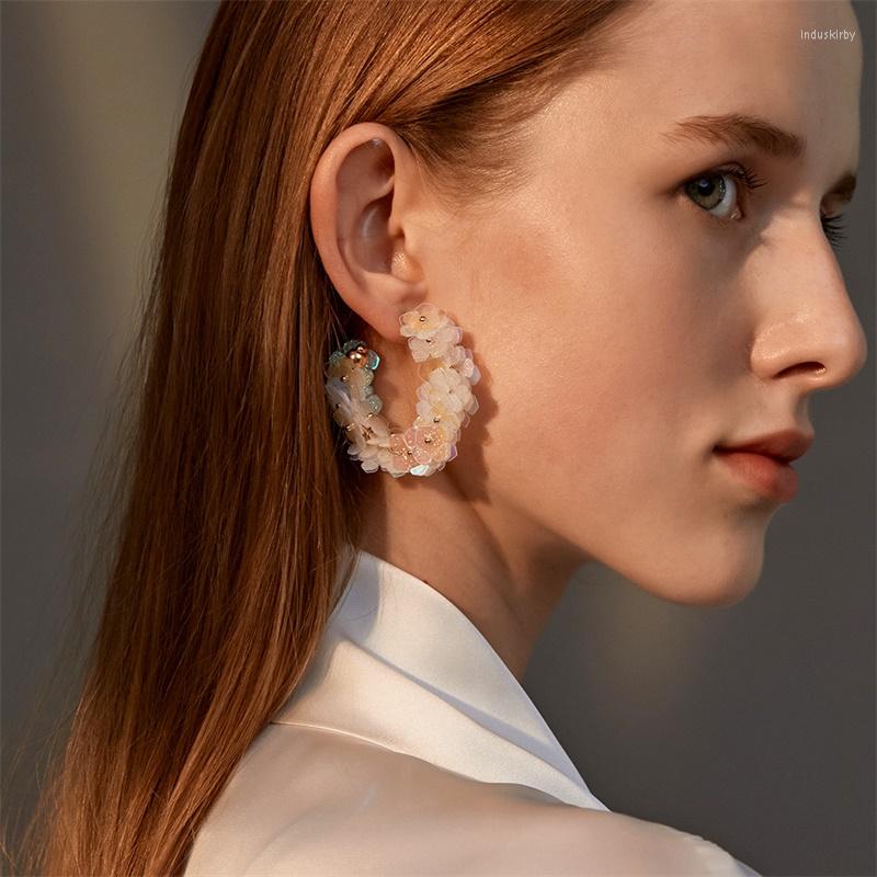 

Dangle Earrings Irregular Big Colorful Sequin Flower Drop For Women Statement Geometric Tassel Long Earring Jewelry