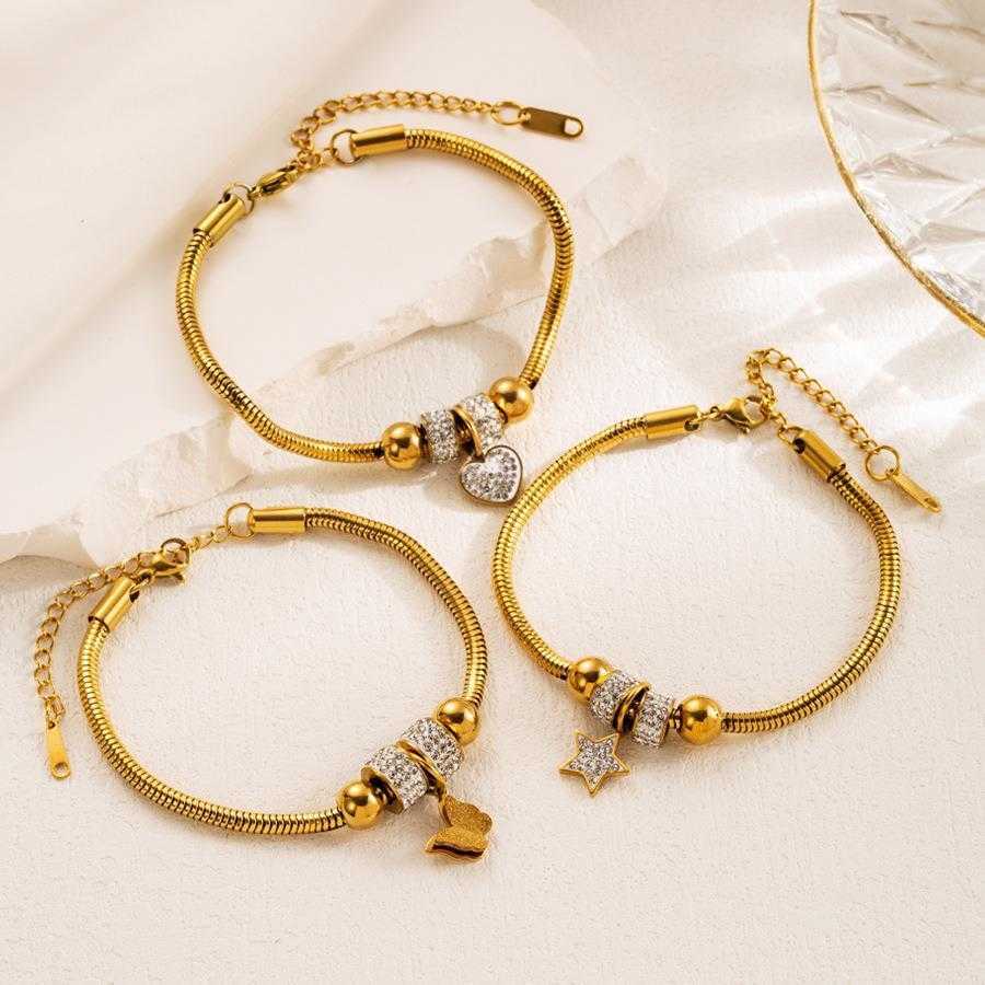 

Fashion Personality Stainless Steel Bracelet Diamond Love Five Pointed Star Butterfly Titanium All Match Couples