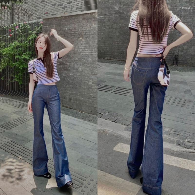 

Women's Jeans Flare Skinny High Rise Long Denim Women Navy Pants 2023 Street In