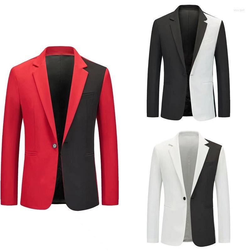 

Men' Suits 2023 Match Color Suit Jacket European And American Men' Single West Dress Coat Blazer Men, Red