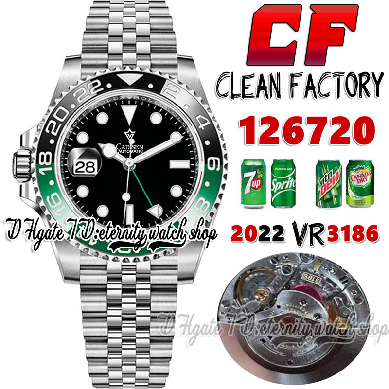 

Clean CF GMT II cf126720 VR3186 Automatic Mens Watch Sprite Black Green Ceramic Bezel 904L JubileeSteel Bracelet Left Hand Same Serial Card Super eternity Watches, Watch waterproof cost