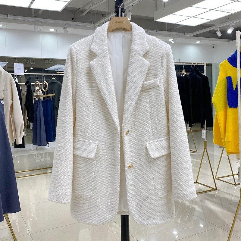 

Women' Suits High-End Design Suit Coat Women' Fashionable 2023 Autumn And Winter Notched Single Breasted White Blazer Jacket Top T1856