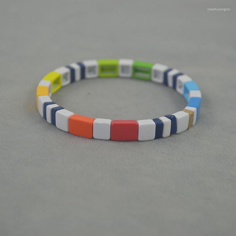 

Charm Bracelets Small Fresh Spring Department Box Enamel Elastic Bracelet