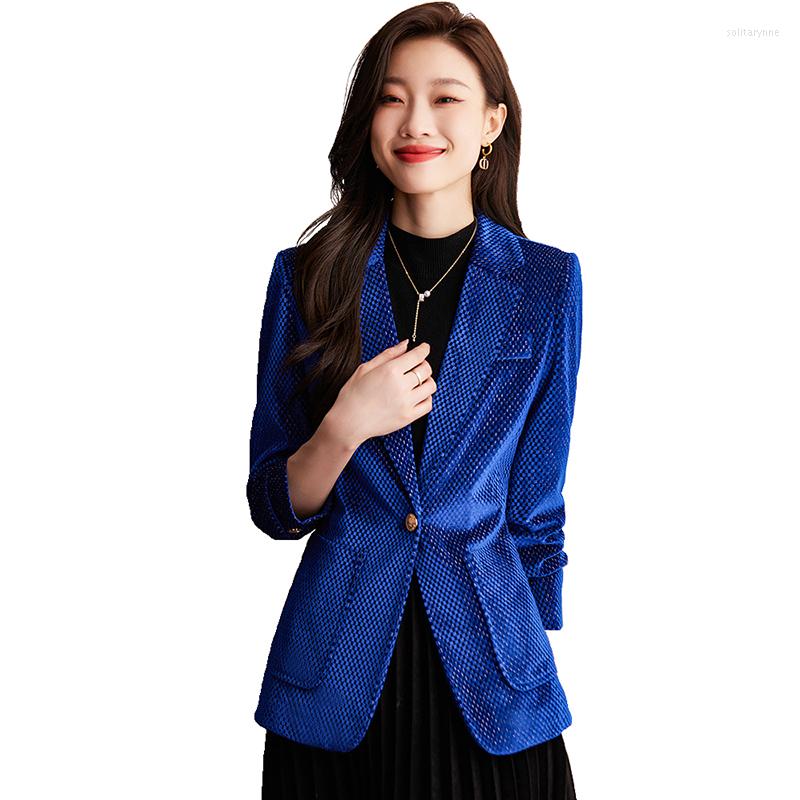

Women' Suits Fashion Women Velvet Sequin Blazer Long Sleeve Korea Style Female Office Ladies 2023 Arrival Outwear Feminino, Black