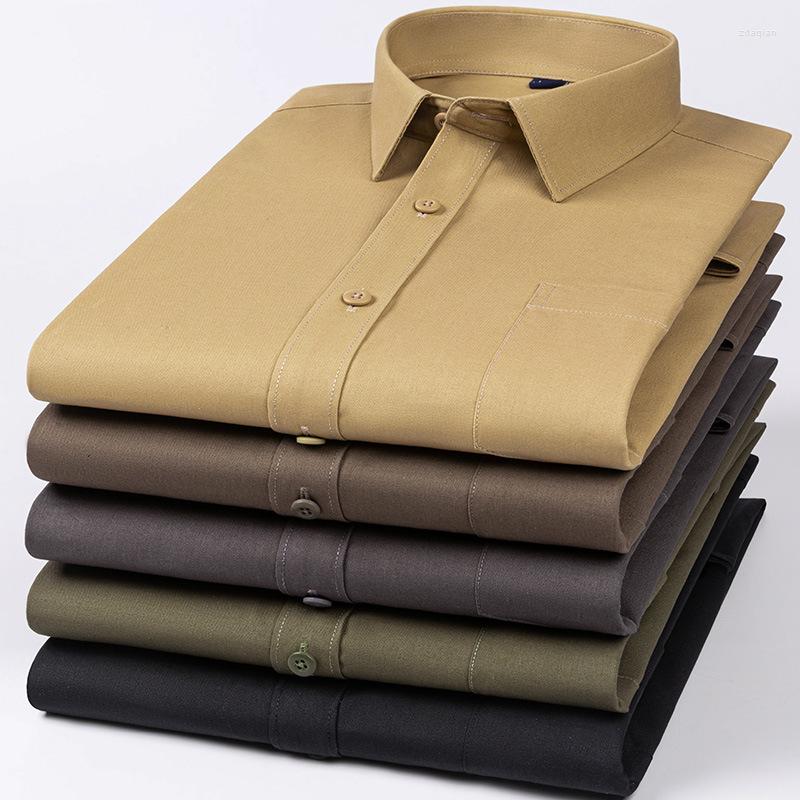 

Men's Casual Shirts 2023 Spring Men's Khaki Khmer Long Sleeve Shirt Middle-aged And Elderly Loose No- Solid Color Cotton Men, 1006-926-2