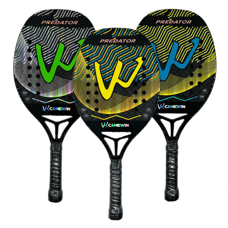 

Tennis Rackets 12K Beach Racket Camewin Full Carbon Fiber Frame Holographic Feminino Masculina Kit Rude Surface Treatment With Bag 2023 230509