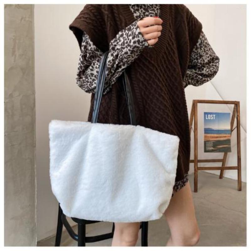 

Shopping Bags Fashion Plush Handbag Casual Lady Shoulder Bag Large Capacity Women Hand Tote Women's, Black