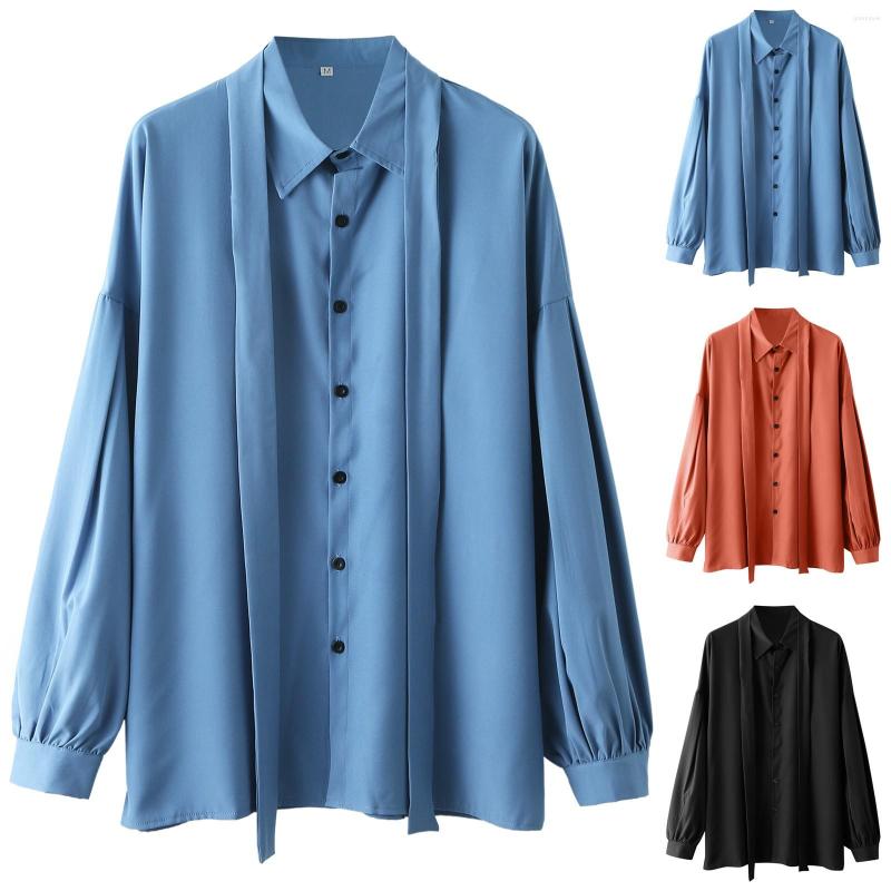 

Men's Casual Shirts Autumn And Winter Single Breasted Solid Color Lapel Beach Long Sleeve Mens Plain Shirt Kimono Work Small, Black