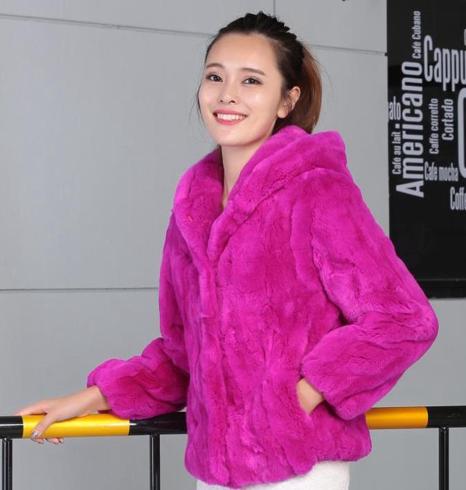 

Women' Fur & Faux Winter Rex Coat Female Short Paragraph Long-sleeved Hooded Fashion Slim Thick Warmful Outerwear CoatsWomen' Women'sWomen, 57x113cm fur