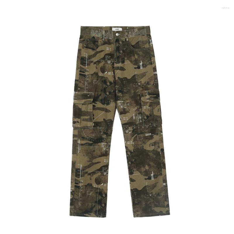 

Men' Pants Fashion Men' Camo Cargo With Letter Print, Camouflage