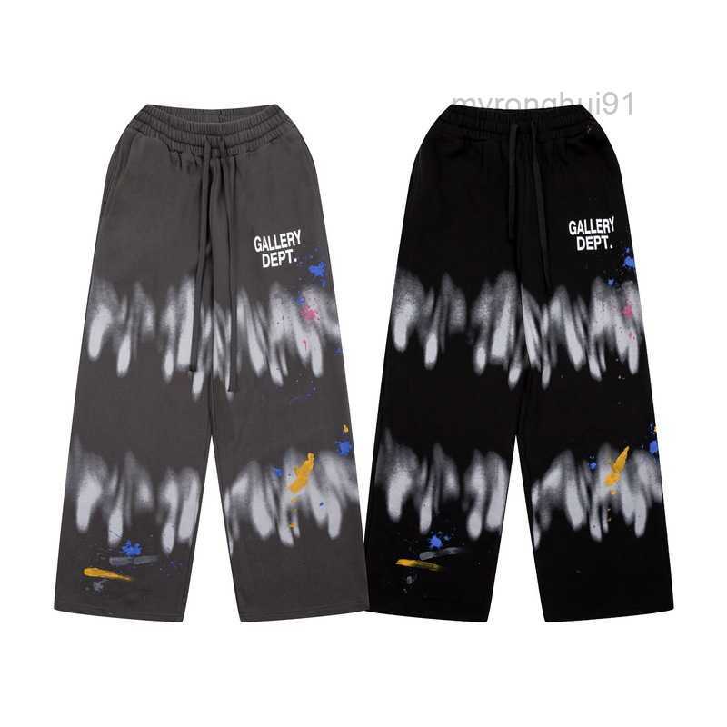 

2023 New Dept Pants Network Red Same Style Men's Hand Painted Graffiti Speckled sweatpants I2YG{category}, Black3