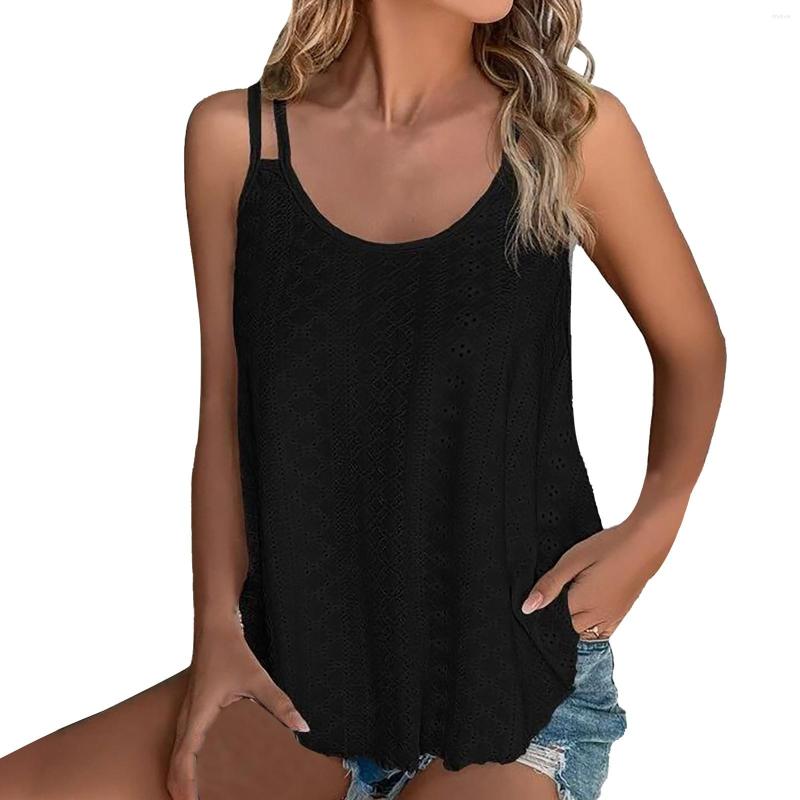 

Camisoles & Tanks Women's Summer Fashion Mesh Hollow Round Neck Spaghetti Straps Camisole, Green