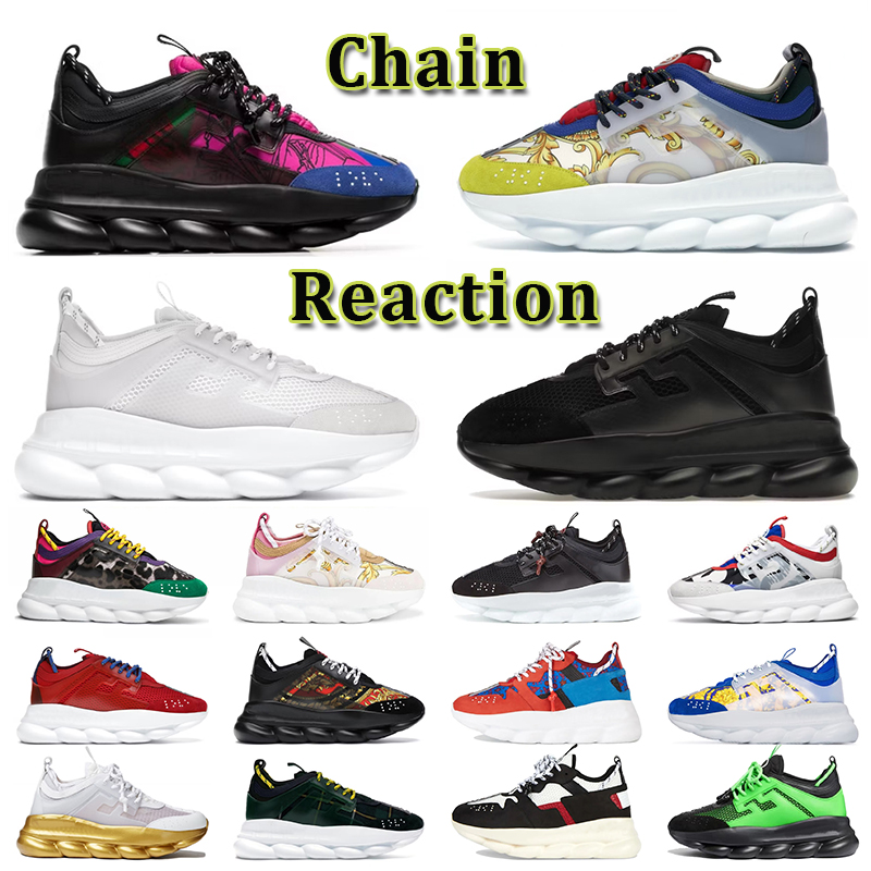 

Top Italy designer casual shoes platform Chain Reaction sneakers Chainz black white multi-color suede Bluette Gold Twill fluo tan luxury men women Barocco trainers, C31