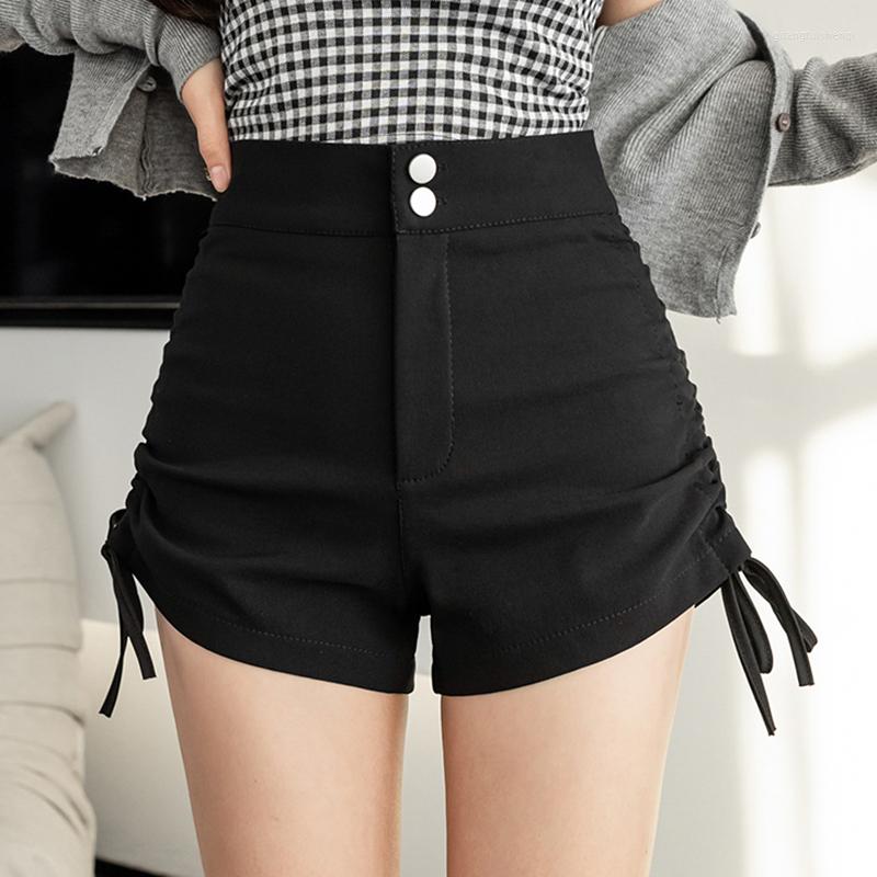 

Women' Shorts Summer Fashion Drawstring Lace Up Bow Feminino Womens Clothing 2023 High Waist Button Black Casual Women Mujer
