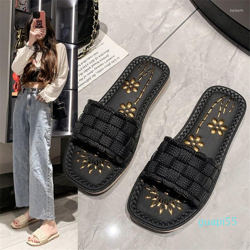 

Sandals Spring 2023 Flat Rubber Solid Color Women's Shoes, Black