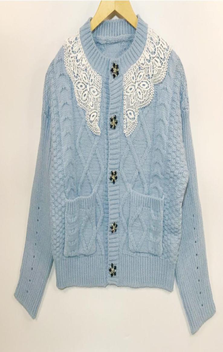 

2021 Milan Style Spring Summer Brand Same Style Sweaters Crew Neck Cardigan Print Regular Long Sleeve Crew Neck Women Clothes xue6630779, Blue