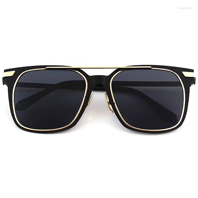 

Sunglasses Retro Double Beam Square Black Frame For Men And Women