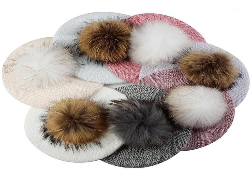 

Berets Female Artist Beanies Knitted Solid Color Winter Warm With Pom Casual Hats Autumn Fashion Ladies And Girls Retro Caps7113058, Red