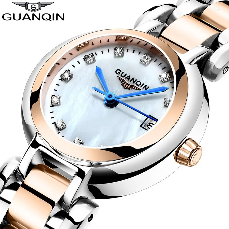 

Wristwatches GUANQIN Women Watch Luxury Pearl Dial Waterproof Dress Montre Femme Girl Ladies Fashion Quartz Relogio Feminin, Gold 1