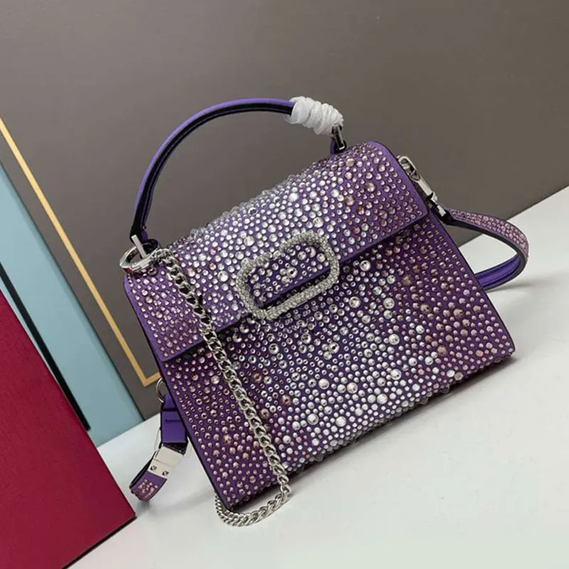 

Diamonds Totes Bag Women Designer Handbags Chains Trapezoid Cross Body Bags Fashion Letters Bottom Rivet Shoulder Purse Removable Strap Magnetic Buckle Tote