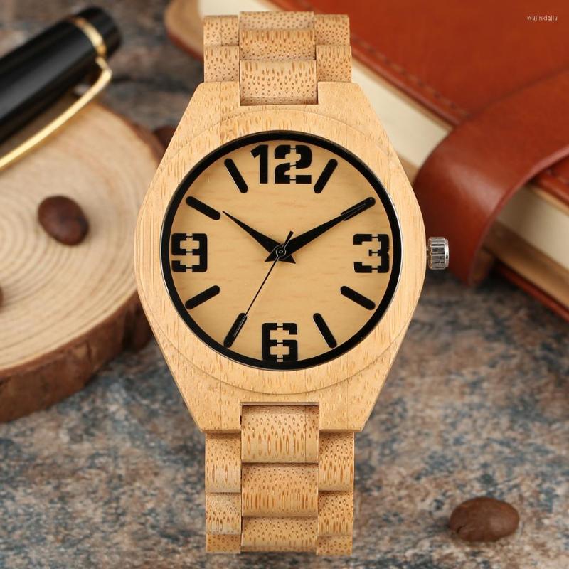 

Wristwatches Classic Men's Wooden Wrist Watch Full Woody Bamboo Straps Arabic Numerals Business Watches Male Xmas Gifts Reloj De Madera, Only watch