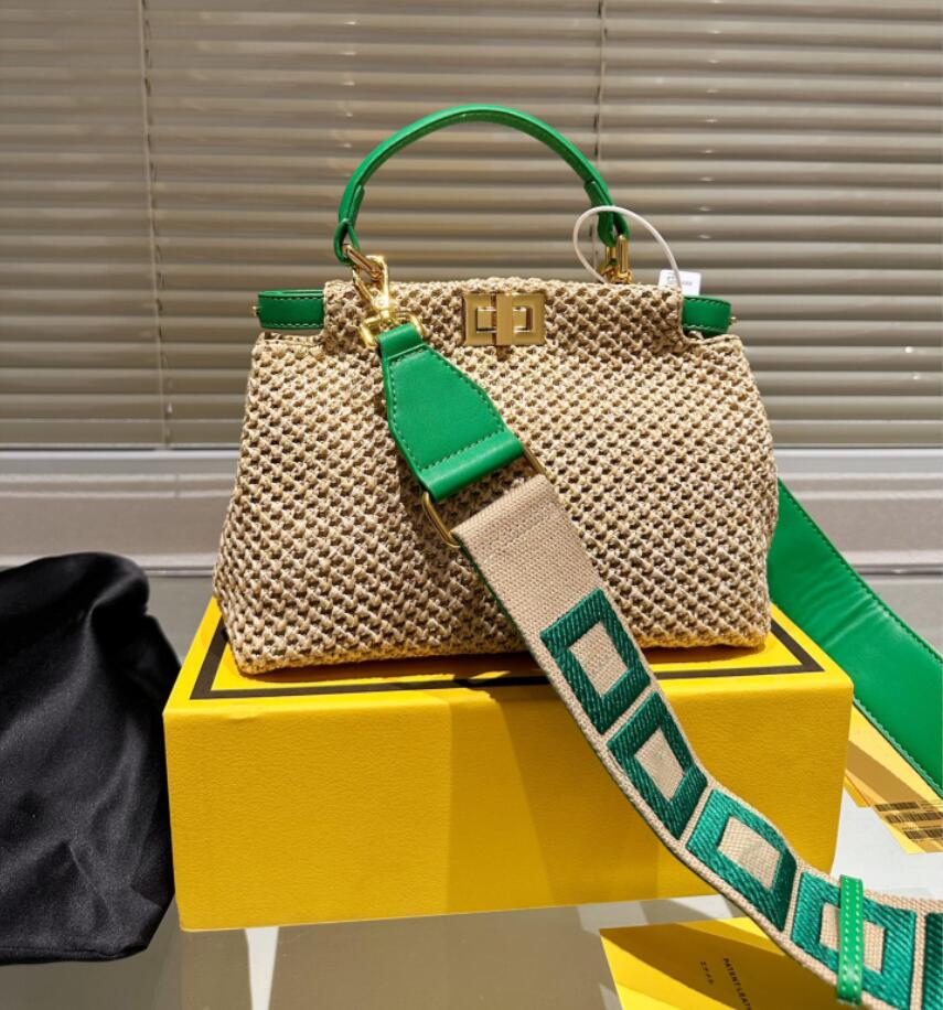 

AAAAA Evening Bags FD Luxury Designer Bags Women Straw braid Handbags Leather Bag High Quality Original sunshine Tote handbag crossbody bag, Beige