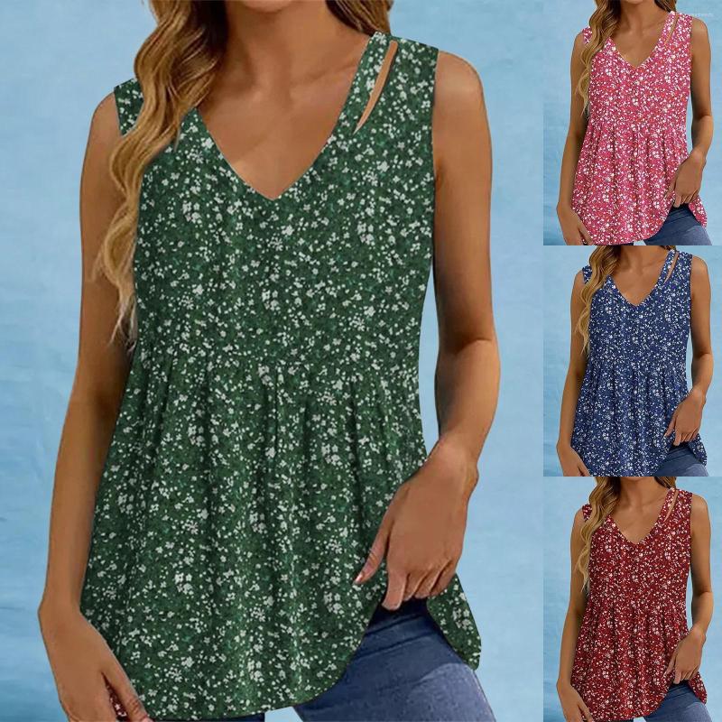 

Women' Tanks 2023 Women Fashion Print Sleeveless Strap Top Casual Shirt Vest V Neck Splice Camis 3x Womens Tops Base Set, Green